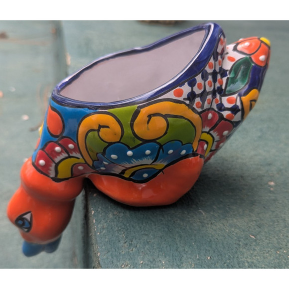 Ceramic Duck Planter Hand-painted Shelf Sitting Mexico - Picture 1 of 16